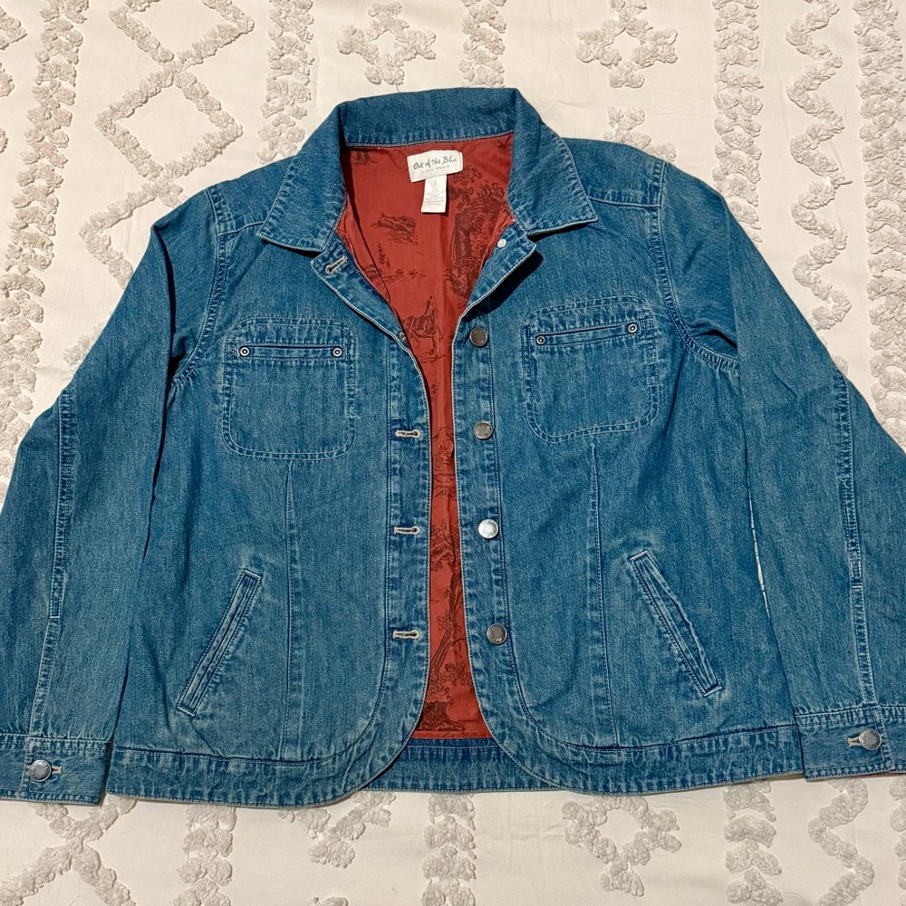 J. Jill Denim Jacket with Red Lining Vintage 90’s